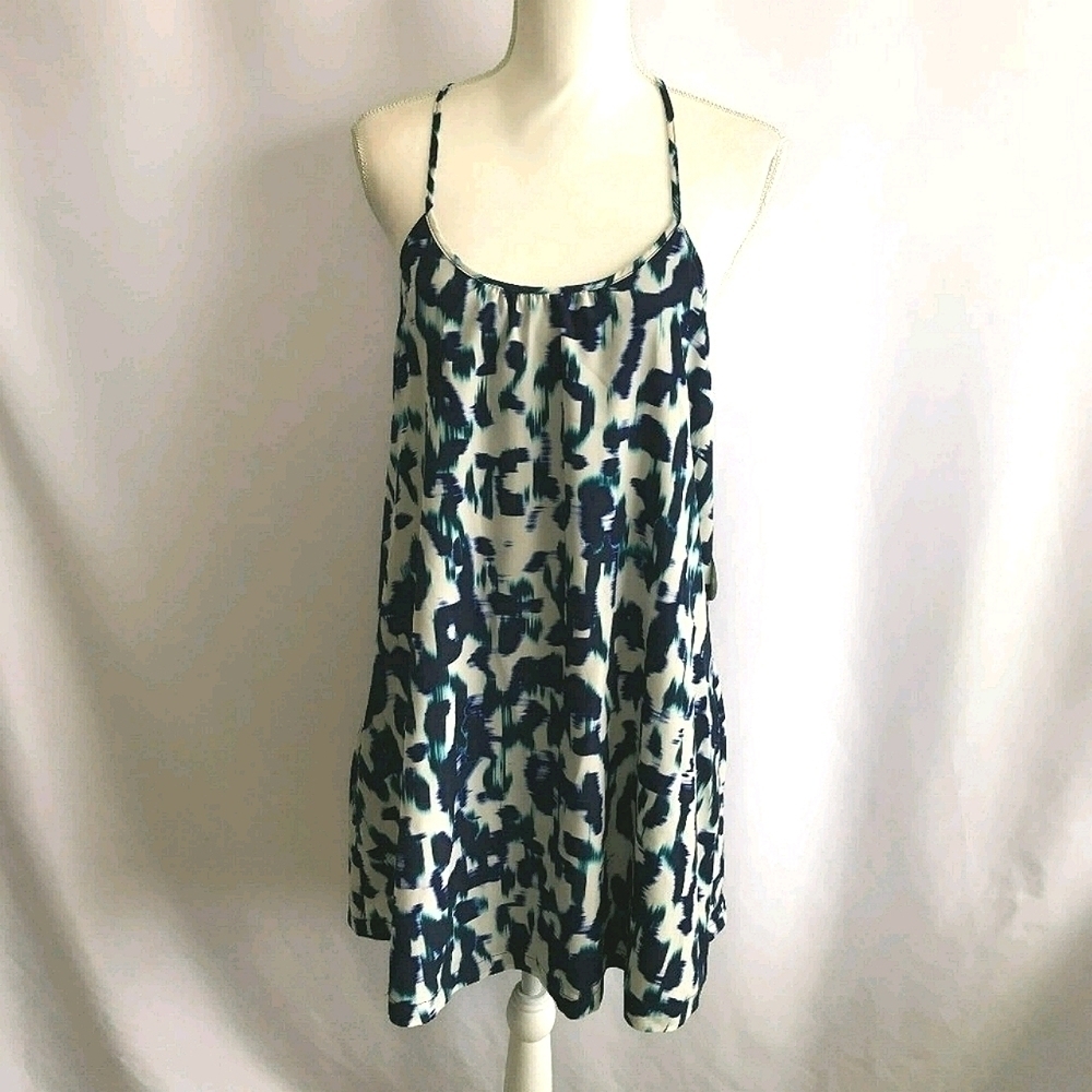 Pearle 88 Blue/White Pattern Halter Dress.NWT